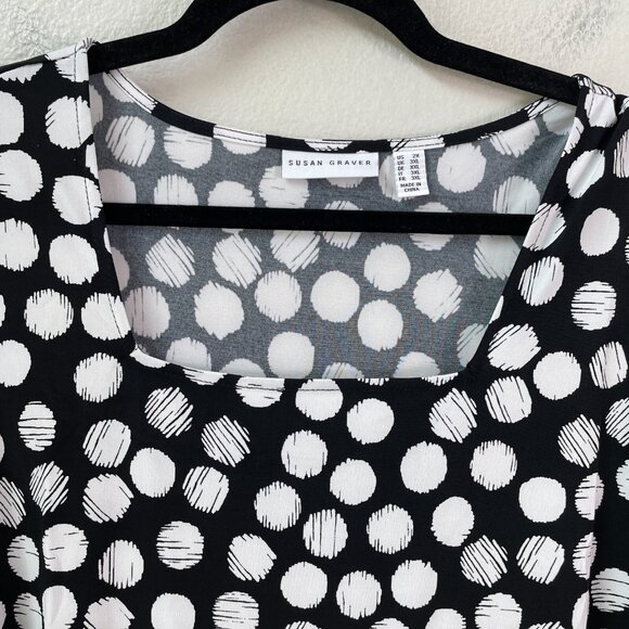 SUSAN GRAVER Womens Plus 2X Top Square Neck Short Sleeve Tunic Stretch Shirt - Picture 4 of 10